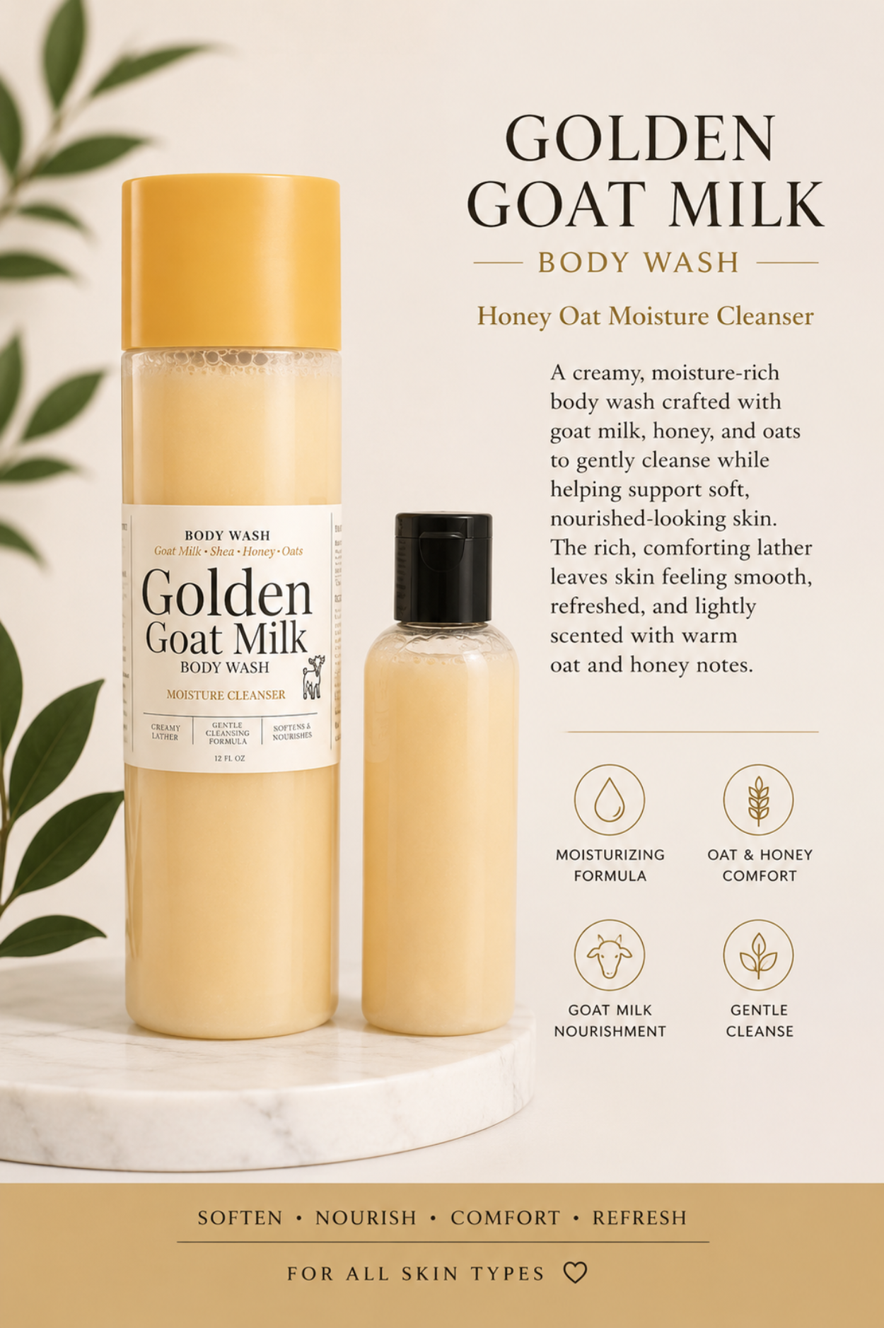 Golden Goat Milk Body Wash (Sensitive Skin)
