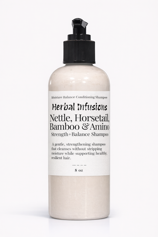 Herbal Infusions- Nettle, Horsetail, Bamboo & Amino ( Strength+Moisture Balance Conditioning Shampoo)