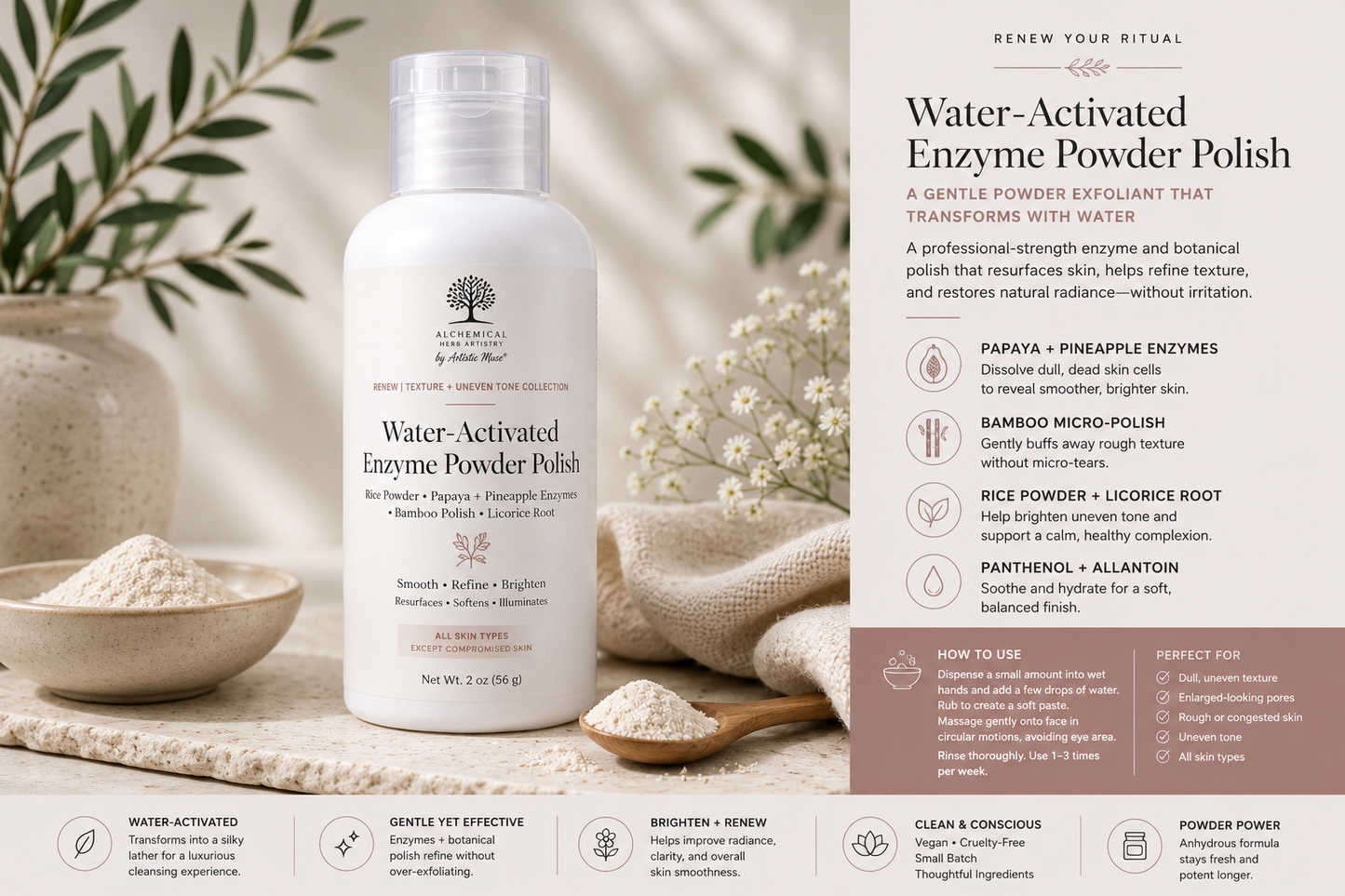 Water-Activated Enzyme Powder Polish (Texture Refining)