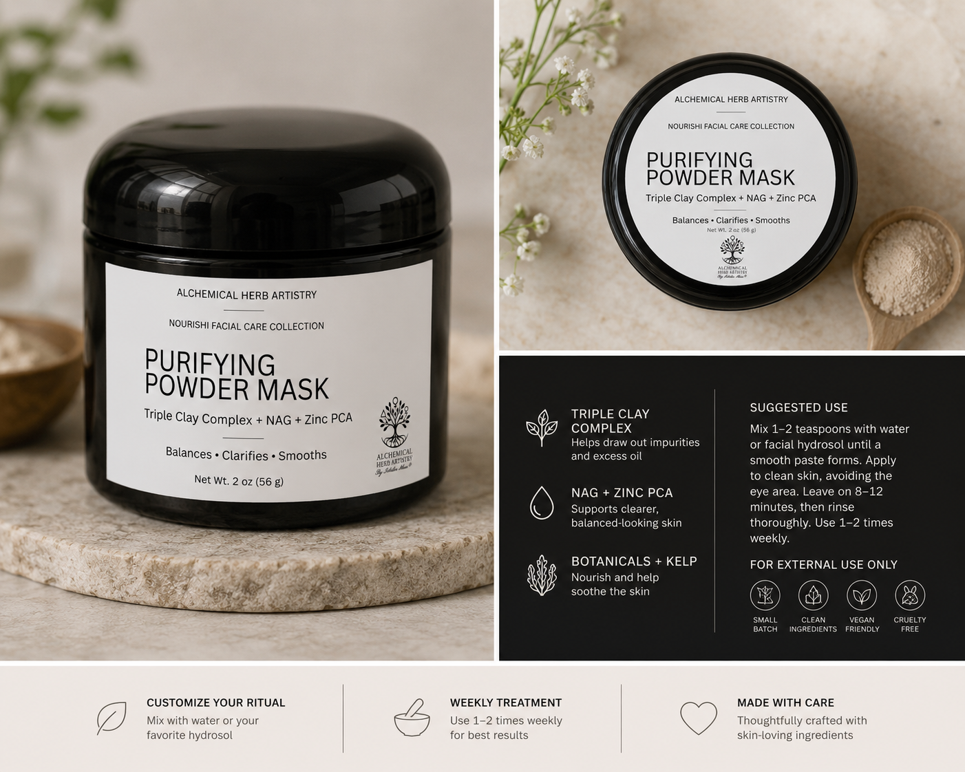 Purifying Powder Mask (Triple Clay Complex + NAG + Zinc PCA)